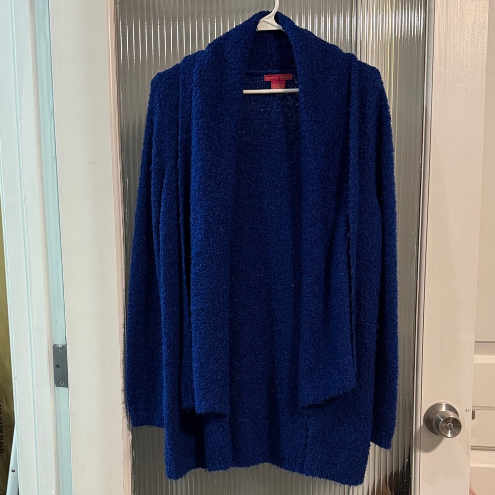 Sunny Leigh Deep Blue Plush Open-Front Cardigan
